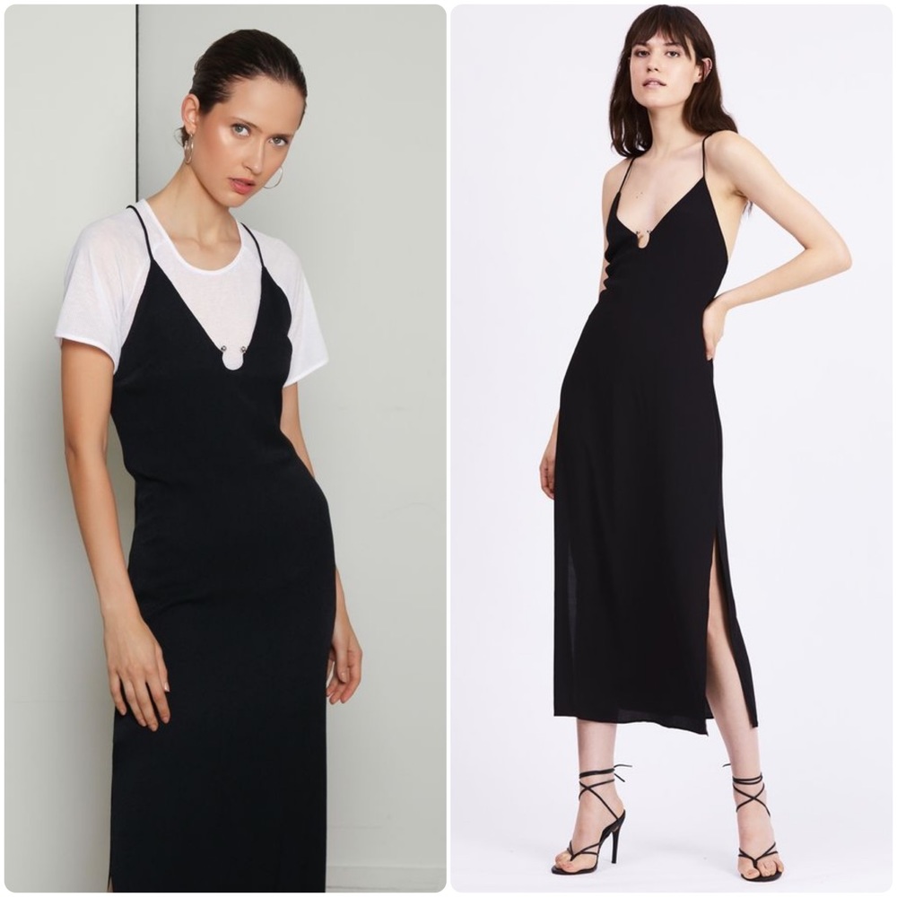 THIRD FORM Urban Outfitters Lucid Cross-Back Midi Slip Dress Black Medium